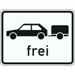  Zusatzzeichen Verkehrszeichen 1024-11 Personenkraftwagen m. Anhänger frei 450x600 mm, Alu 2 mm, RA3 12357659