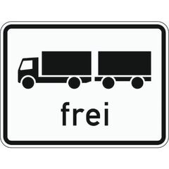  Zusatzzeichen Verkehrszeichen 1024-13 Lastkraftwagen m. Anhänger frei 450x600 mm, Alu 2 mm, RA3 12357832