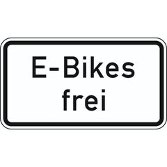  Zusatzzeichen Verkehrszeichen 1026-63 E-Bikes frei 231x420 mm, Alu 2 mm, RA1 12358507