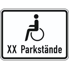 Zusatzzeichen Verkehrszeichen 1044-12 Nur Schwerbehinderte m. außergewöhnl. Gehbehinderung u. Blinde, m. Anzahl d. Parkstände 315x420 mm, Alu 2 mm, RA1 12357615