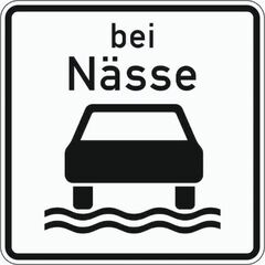  Zusatzzeichen Verkehrszeichen 1053-35 bei Nässe 600x600 mm, Alu 3 mm, RA2 12357770