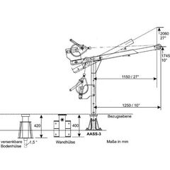  Auslegearm mit HSG AASS-3 EN 795 Klasse B Artex Auslegerarm AASS-3 aus V2A Edelstahl m. zus. verstellb. Neigung 12361704