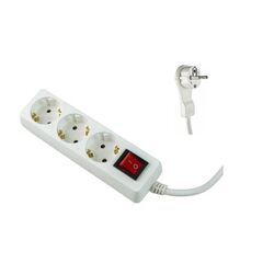  Steckdosenleisten as-Schwabe Steckdosenleiste 3-fach, 2m, weiß, H05VV-F 3G1,5, mit Flachstecker u. Schalter 12362494