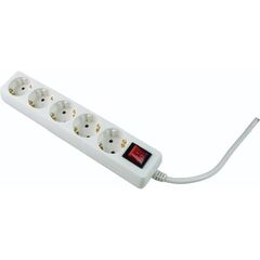  Steckdosenleisten as-Schwabe Steckdosenleiste 5-fach, 2m, weiß, H05VV-F 3G1,5, mit Flachstecker u. Schalter 12362496