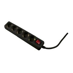  Steckdosenleisten as-Schwabe Steckdosenleiste 5-fach, 2m, schwarz, H05VV-F 3G1,5, mit Flachstecker u. Schalter 12362497