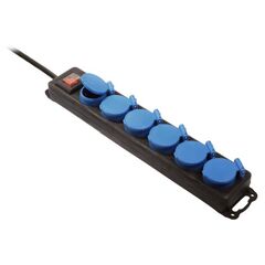  Mehrfach-Verteiler m.Verlänger as-Schwabe 6-fach Verteilersteckdosenleiste 1,5m, H07RN-F 3G1,5, schwarz/blau, IP44 12361895