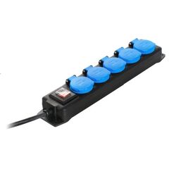  Mehrfach-Verteiler m.Verlänger as-Schwabe 5-fach Verteilersteckdosenleiste 1,5m, H07RN-F 3G1,5, schwarz/blau, IP44 12361894