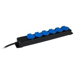  Mehrfach-Verteiler m.Verlänger as-Schwabe 6-fach Verteilersteckdose 1,5m, H07RN-F 3G1,5, schwarz/blau, IP44 12361885
