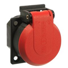 Steckdosen as-Schwabe Schutzkontakt-Einbausteckdose, rot/schwarz, mit Klappdeckel 12362608