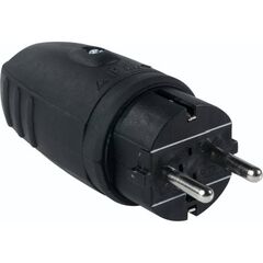  Steckvorrichtung 230V as-Schwabe Gummistecker, schwarz, doppelter Schutzkontakt 12362583