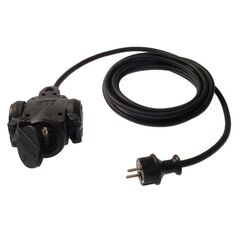  Mehrfach-Verteiler m.Verlänger as-Schwabe 3-fach Vollgummi-Verteilersteckdose 10m, H07RN-F 3G2,5, schwarz, IP44 12361898