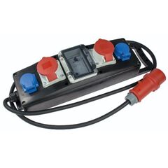  Baustromverteiler Serie S as-Schwabe Vollgummi-Steckdosenleiste S5+ 400V 16 A,  2 m H07RN-F 5G2,5 12362119