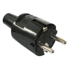  Steckvorrichtung 230V as-Schwabe PVC-Schutzkontakt-Stecker, schwarz, doppelter Schutzkontakt 12362593