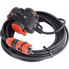  Verlängerung Gummi 230V as-Schwabe 3-fach SCHUKOultra Pro Verlängerungsleitung 5m, H07RN-F 3G2,5, schwarz/rot, IP54 12361903