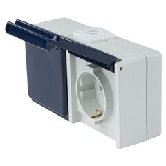  Aufputz-Schalter und Steckdosen as-Schwabe Steckdose 2-fach, 2 Leitungseinführungen, IP 54, waagrecht 12362568
