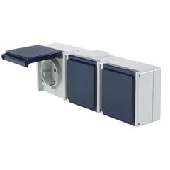  Aufputz-Schalter und Steckdosen as-Schwabe Steckdose 3-fach, 3 Leitungseinführungen, IP 54, waagrecht 12362569