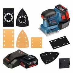  18V System Bosch Akku-Schwingschleifer GSS 18V-10, mit 2 x 5.0 Ah Li-Ion Akku, L-BOXX 12369140