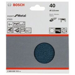  F550 Expert for Metal Schleifpapier für Winkelschleifer Bosch Schleifblatt F550, 5er-Pack, für kleine Winkelschleifer 12375999