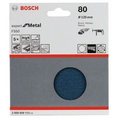 F550 Expert for Metal Schleifpapier für Winkelschleifer Bosch Schleifblatt F550, 5er-Pack, für kleine Winkelschleifer 12376002