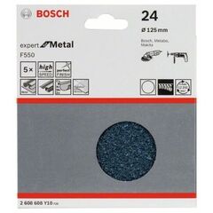  F550 Expert for Metal Schleifpapier für Winkelschleifer Bosch Schleifblatt F550, 5er-Pack, für kleine Winkelschleifer 12376001