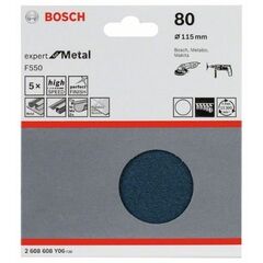  F550 Expert for Metal Schleifpapier für Winkelschleifer Bosch Schleifblatt F550, 5er-Pack, für kleine Winkelschleifer 12375995