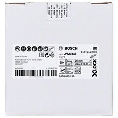  R574 Best for Metal X-LOCK Fiberschleifscheiben Bosch X-LOCK Fiberschleifscheibe, Ø115 mm, K 80, R574, Best for Metal, 1 Stück, für kleine Winkelschleifer 12375879