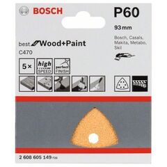  C470 Best for Wood and Paint Schleifpapier für Deltaschleifer und Multifunktionswerkzeuge Bosch Schleifblatt C470, 5er-Pack, für Deltaschleifer 12376167