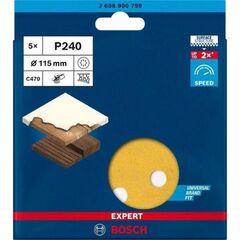  EXPERT C470 Schleifblatt mit 8 Löchern für Exzenterschleifer Bosch EXPERT C470 Schleifpapier mit 8 Löchern für Exzenterschleifer, 115 mm, G 240, 5-tlg., für Exzenterschleifer 12376322
