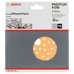  C470 Best for Wood and Paint Schleifpapier für Exzenterschleifer Bosch Schleifblatt C470, 6er-Pack, für Exzenterschleifer 12376461