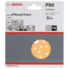  C470 Best for Wood and Paint Schleifpapier für Exzenterschleifer Bosch Schleifblatt C470, 5er-Pack, für Exzenterschleifer 12376424