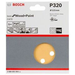  C470 Best for Wood and Paint Schleifpapier für Exzenterschleifer Bosch Schleifblatt C470, 5er-Pack, für Exzenterschleifer 12376475