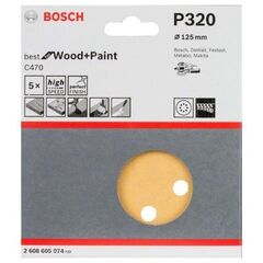  C470 Best for Wood and Paint Schleifpapier für Exzenterschleifer Bosch Schleifblatt C470, 5er-Pack, für Exzenterschleifer 12376487