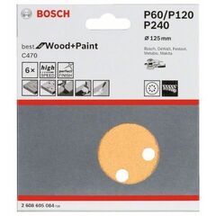  C470 Best for Wood and Paint Schleifpapier für Exzenterschleifer Bosch Schleifblatt C470, 6er-Pack, für Exzenterschleifer 12376465