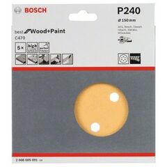  C470 Best for Wood and Paint Schleifpapier für Exzenterschleifer Bosch Schleifblatt C470, 5er-Pack, für Exzenterschleifer 12376433