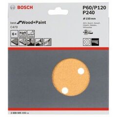  C470 Best for Wood and Paint Schleifpapier für Exzenterschleifer Bosch Schleifblatt C470, 6er-Pack, für Exzenterschleifer 12376476