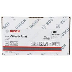  C470 Best for Wood and Paint Schleifpapier für Exzenterschleifer Bosch Schleifblatt C470, 50er-Pack, für Exzenterschleifer 12376504
