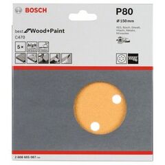  C470 Best for Wood and Paint Schleifpapier für Exzenterschleifer Bosch Schleifblatt C470, 5er-Pack, für Exzenterschleifer 12376503