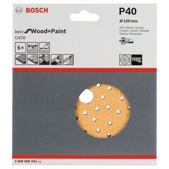  C470 Best for Wood and Paint Schleifpapier für Exzenterschleifer Bosch Schleifblatt C470, 5er-Pack, für Exzenterschleifer 12376420