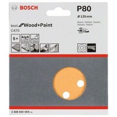  C470 Best for Wood and Paint Schleifpapier für Exzenterschleifer Bosch Schleifblatt C470, 5er-Pack, für Exzenterschleifer 12376415