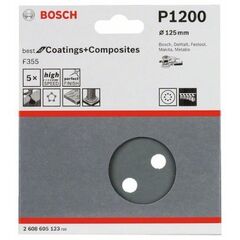  F355 Best for Coatings and Composites Schleifpapier für Exzenterschleifer Bosch Schleifblatt F355, 5er-Pack, für Exzenterschleifer 12376542
