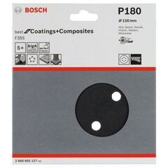  F355 Best for Coatings and Composites Schleifpapier für Exzenterschleifer Bosch Schleifblatt F355, 5er-Pack, für Exzenterschleifer 12376535