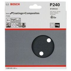  F355 Best for Coatings and Composites Schleifpapier für Exzenterschleifer Bosch Schleifblatt F355, 5er-Pack, für Exzenterschleifer 12376550