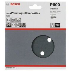  F355 Best for Coatings and Composites Schleifpapier für Exzenterschleifer Bosch Schleifblatt F355, 5er-Pack, für Exzenterschleifer 12376554