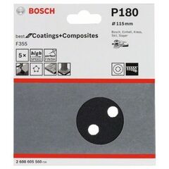  F355 Best for Coatings and Composites Schleifpapier für Exzenterschleifer Bosch Schleifblatt F355, 5er-Pack, für Exzenterschleifer 12376543