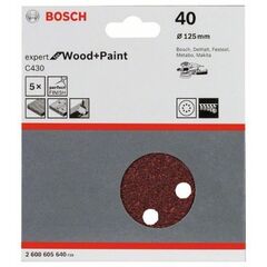  C430 Expert for Wood Schleifpapier für Exzenterschleifer Bosch Schleifblatt C430, 5er-Pack, für Exzenterschleifer 12376529