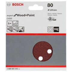  C430 Expert for Wood Schleifpapier für Exzenterschleifer Bosch Schleifblatt C430, 5er-Pack, für Exzenterschleifer 12376530