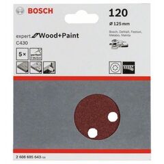  C430 Expert for Wood Schleifpapier für Exzenterschleifer Bosch Schleifblatt C430, 5er-Pack, für Exzenterschleifer 12376527