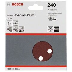  C430 Expert for Wood Schleifpapier für Exzenterschleifer Bosch Schleifblatt C430, 5er-Pack, für Exzenterschleifer 12376519