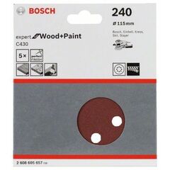  C430 Expert for Wood Schleifpapier für Exzenterschleifer Bosch Schleifblatt C430, 5er-Pack, für Exzenterschleifer 12376524