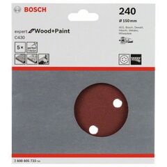  C430 Expert for Wood Schleifpapier für Exzenterschleifer Bosch Schleifblatt C430, 5er-Pack, für Exzenterschleifer 12376526